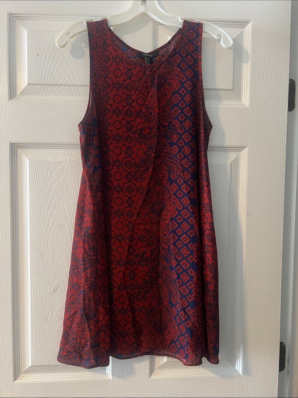 Forever 21 Red & Navy Sleeveless A-Line Dress